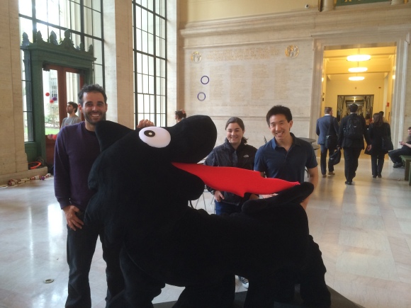 As a token of goodwill and everlasting funding (haha NOT), Eni shipped us a human-sized stuffed dog-dragon-thing.